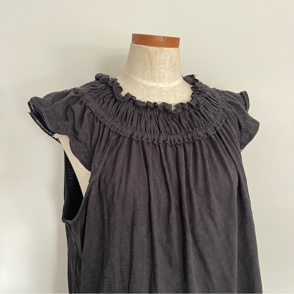 Anthropologie Ranna Gil Smocked neck black cotton top XL NWOT - Picture 3 of 6